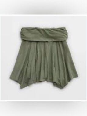 Aerie Foldover Asymmetrical Handkerchief Hem Mini Skirt Olive